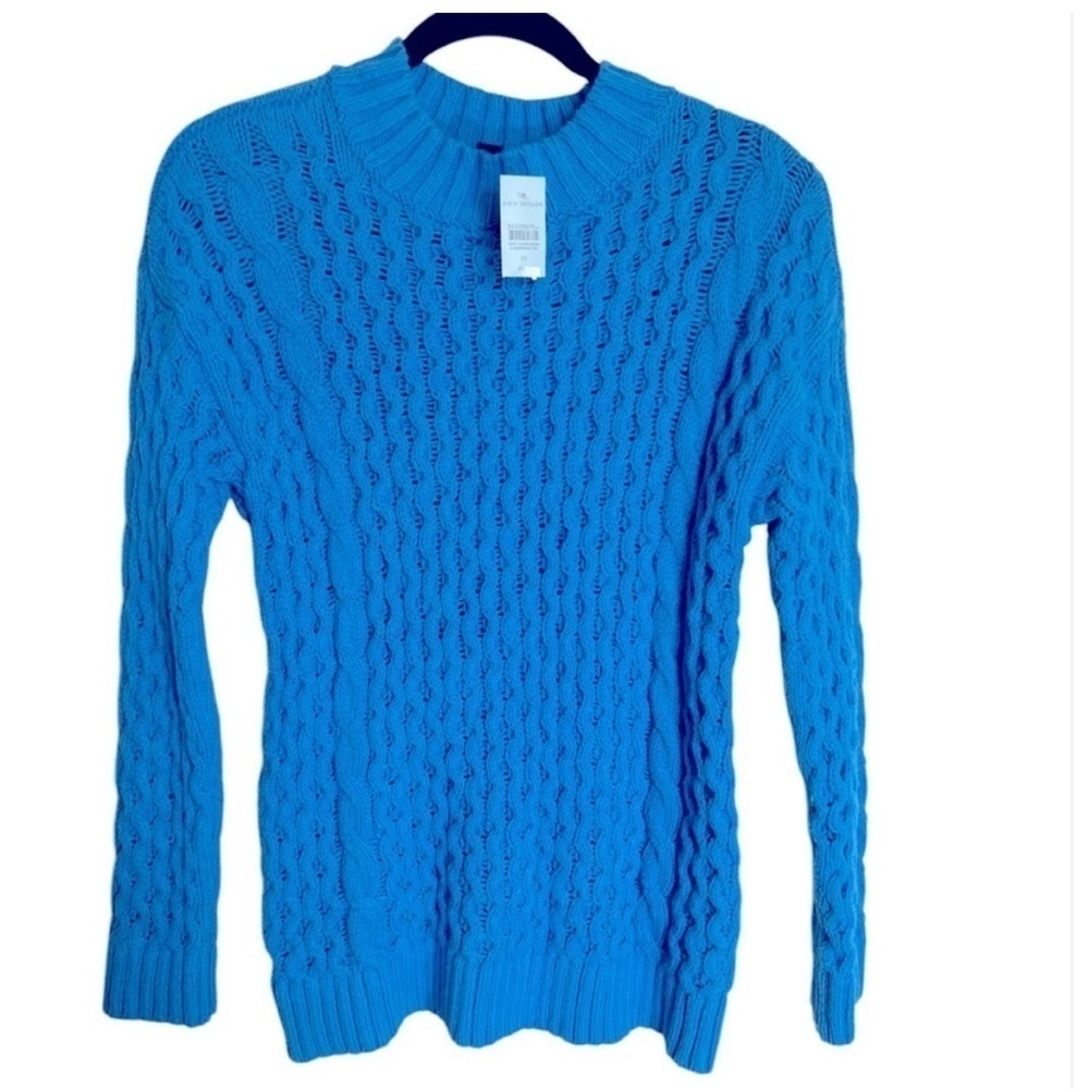 Ann Taylor Vibrant Blue Chunky Knit Sweater
